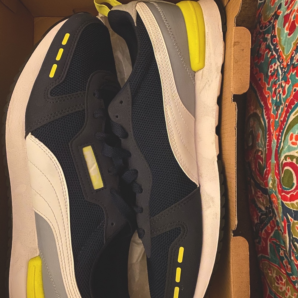 Lime Green & Navy Blue Puma Sneakers Size 13